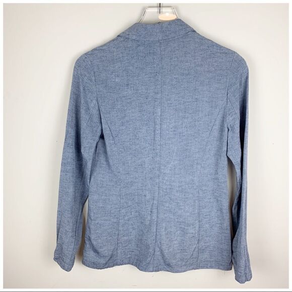 Drew Anthropologie Blue Chambray Unstructured One Button Blazer Sz XS - Picture 2 of 11